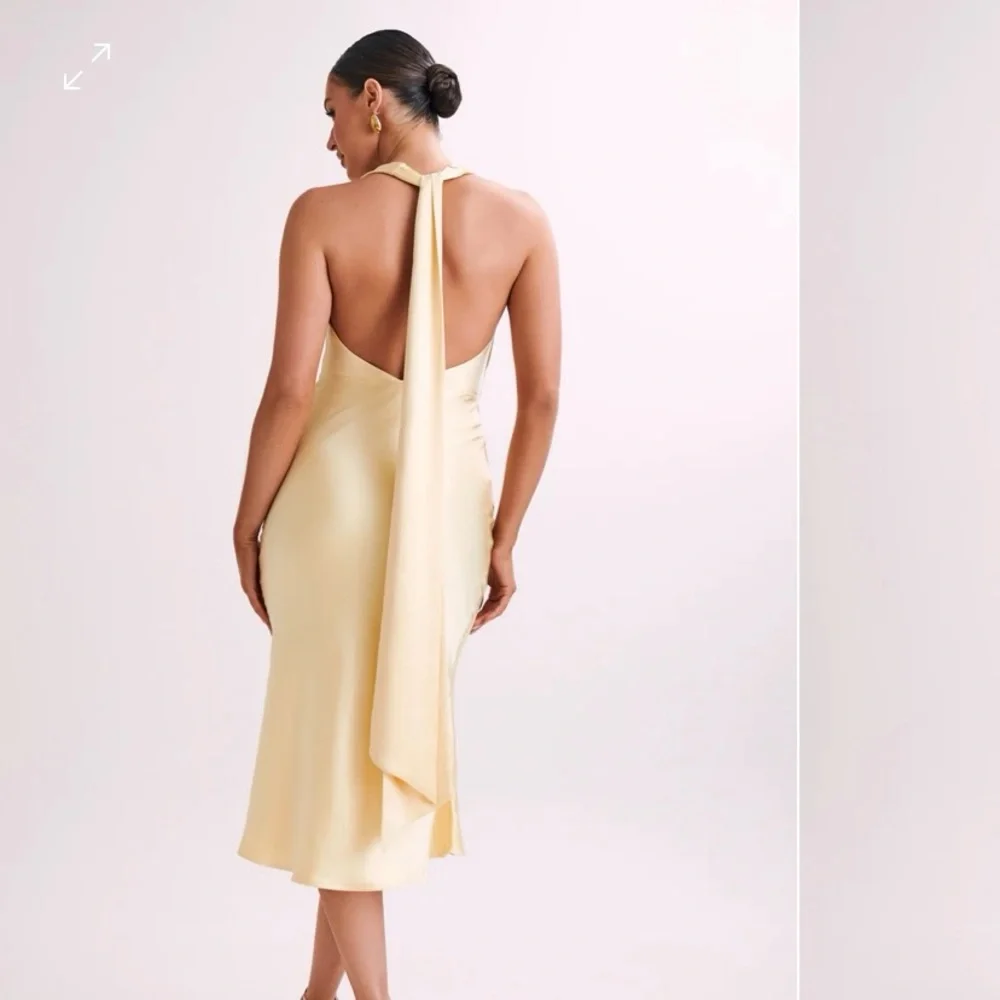 Midi Satin Butter Yellow Dress - Meshki - Picture 2 of 8